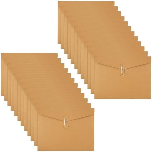 25 PCS Horizontal Kraft Paper String Envelope File Folder a4 String Tie ...