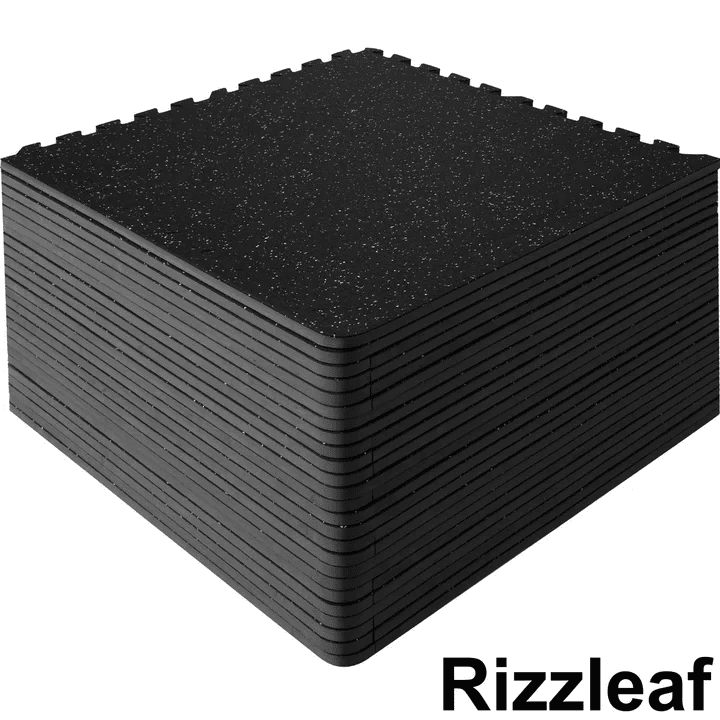 Rizzleaf 25 PCS Interlocking Gym Floor Mats, 1/2" Thick 24"x24" EVA Foam with Rubber Top, 100 Sq.Ft Waterproof Puzzle Workout Flooring for Home Gym, Garage & Basement
