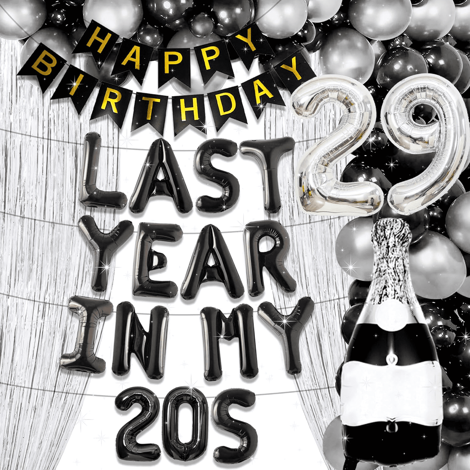 25 PCS Last Year In my 20S Birthday Decorations 29th Birthday Decorations for Men 29 Balloon Number 29 Birthday Balloons
