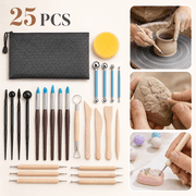 25 PCS Polymer Clay Tools,Clay Tools Kit, Ceramics Clay Sculpting Tools Kits, Air Dry Clay Tool Set for Adults, Pottery Craft, Baking, Carving, Drawing, Dotting, Molding, Modeling, Shaping