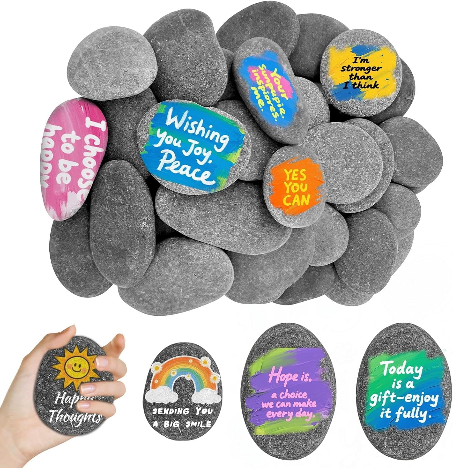 25 PCS Rocks for Painting, Natural Smooth River Rocks for Painting, 2-3 Inches Flat Stones for Crafts, DIY Arts & Decorations