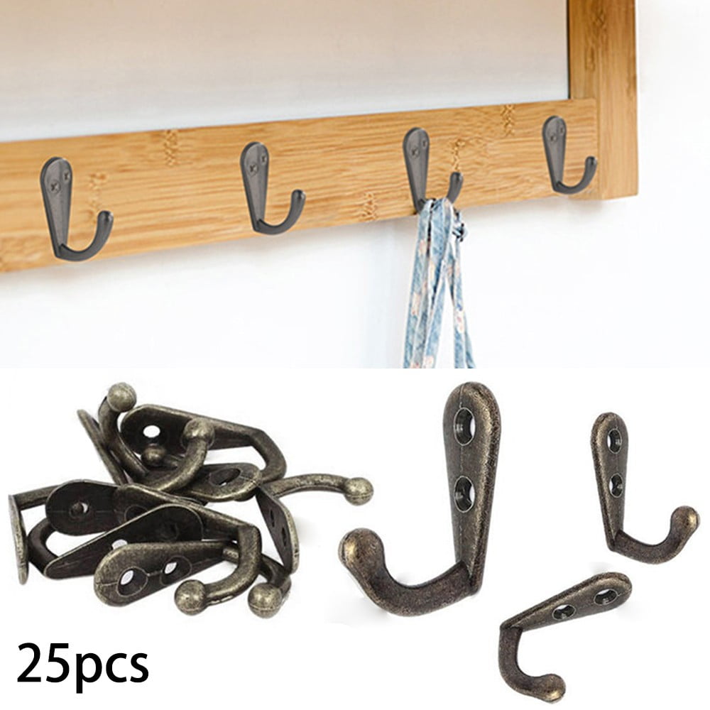 25 PCS Rustic Vintage Wall Mounted Single Hangers Bronze Hooks Hat Keys