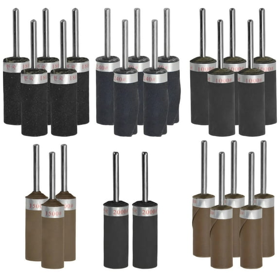 25 PCS Shank Sanding Stick Set,3 mm Sanding Drums,Sandpaper Rods 180 240 600 1000 1500 2000 Grits,Polishing Accessories for Woodworking,Jewelry,Metal,Plastic