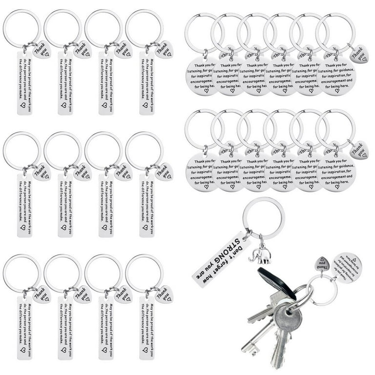 25 PCS Thank You Keychains, Appreciation Keychain Gifts, Stainless Steel  Keychains, Bulk Inspirational Thank You Keychains, Thank You Gifts for Boss