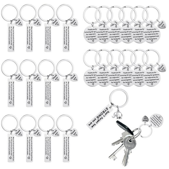 25 PCS Thank You Keychains, Appreciation Keychain Gifts, Stainless Steel Keychains, Bulk Inspirational Thank You Keychains, Thank You Gifts for Boss Coworker Teacher Friend
