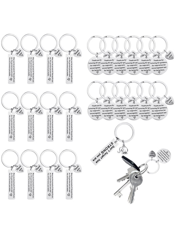25 PCS Thank You Keychains, Appreciation Keychain Gifts, Stainless Steel Keychains, Bulk Inspirational Thank You Keychains, Thank You Gifts for Boss Coworker Teacher Friend