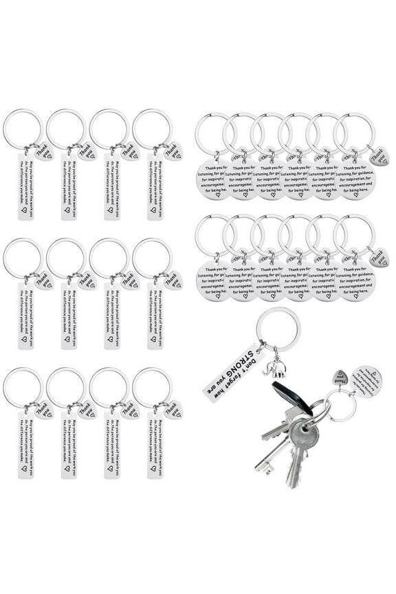 25 PCS Thank You Keychains, Appreciation Keychain Gifts, Stainless Steel Keychains, Bulk Inspirational Thank You Keychains, Thank You Gifts for Boss Coworker Teacher Friend