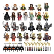 25 PCS The Lord of the Rings Action Figures – Hobbits vs. Orcs, Minifigure Building Blocks Set