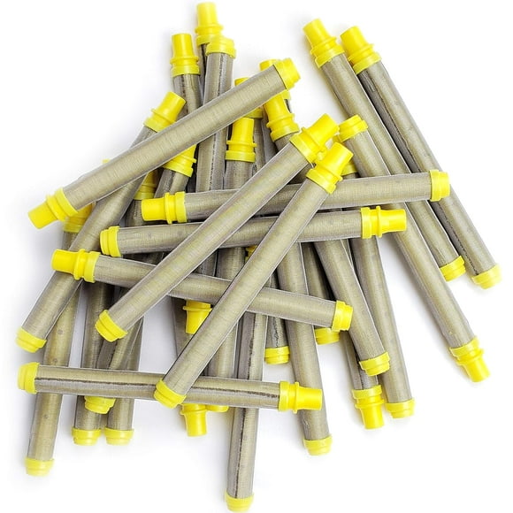 25 PCS-Titan/Wagner/Spraytech Airless Spray Gun Filter Replacement - Push On (Yellow, 100 Mesh) 581-062 581062 0089959 0089324 0154675