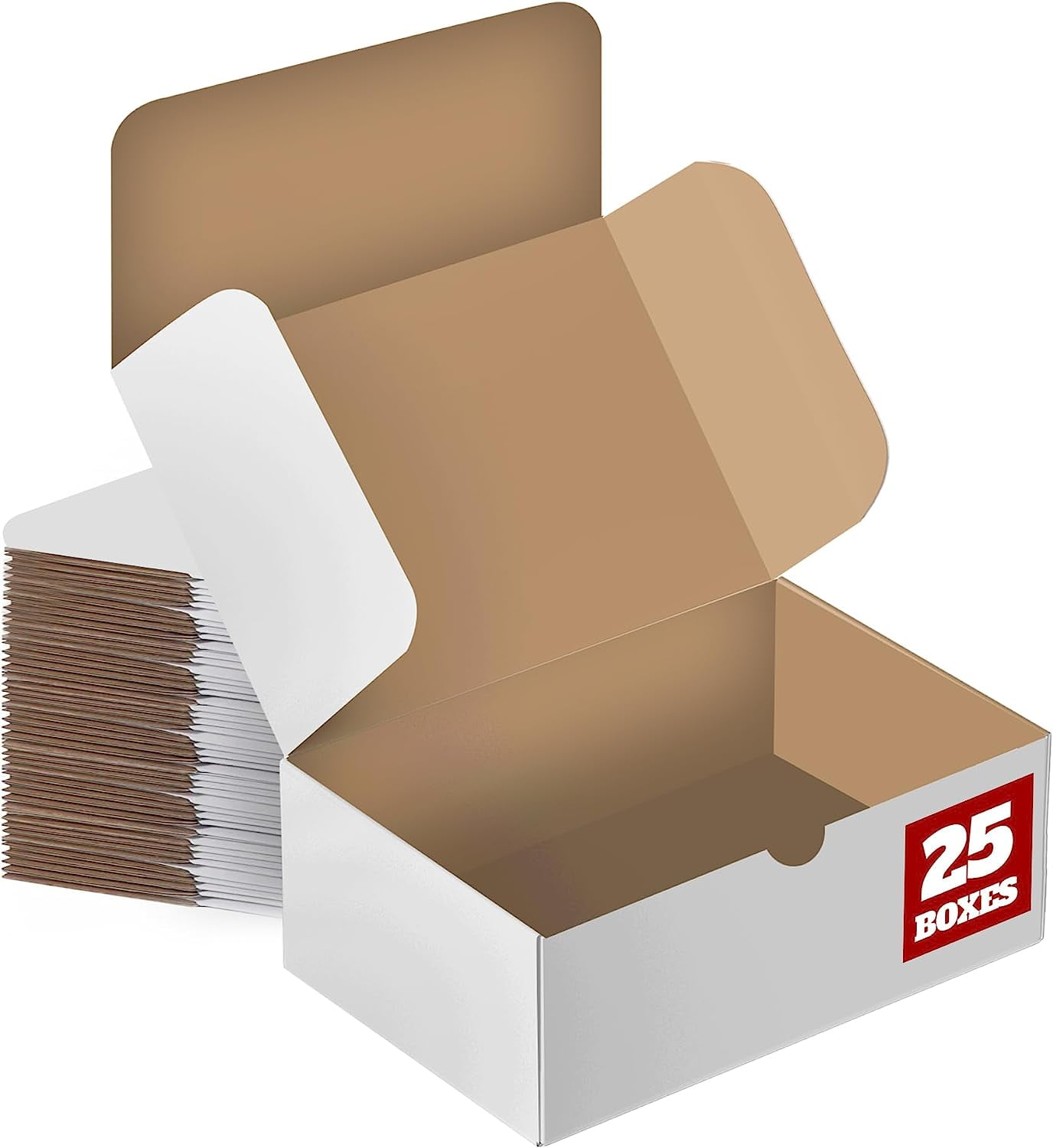 25 PCS of Shipping Boxes, 12x9x4 Inches White Corrugated Cardboard Boxes