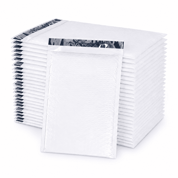 Unbranded Padded Shipping Poly Bubble Self-Seal Mailers, 4 x 7 Inch, White, 25 Count, 25 Pack