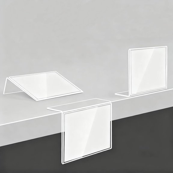 25-Pack 1.25x3.15 Inch Acrylic L-Shaped Shelf Labels, Price Tags, Signage Holders, Display Stands with Paper Inserts & Adhesive Dots for Libraries, Schools, Homes, Offices, Shops