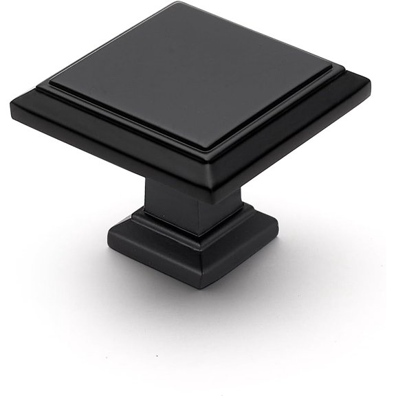 25 Pack 1-3/16 Inch Matte Black Kitchen Square Cabinet Knobs Solid Drawer Pulls Single Hole Hardware for Cabinets and Drawers