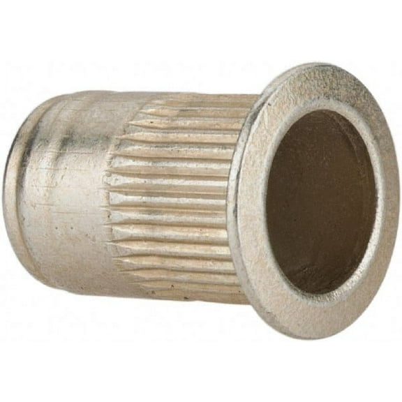 25 Pack 1/4-20 Knurled Body Open End Threaded Inserts, 0.39 Diam, 0.58" OAL