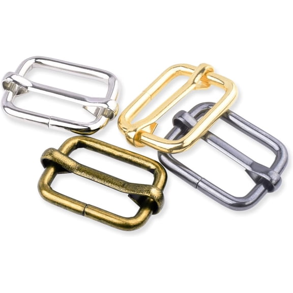 25 Pack 1 Inch Metal Adjustable Slide Buckles Tri-Glide Rectangle Adjuster Suspender Strap Slider for Purse Bag Hardware Making Supplies Backpack replacement Keeper(Mixed)