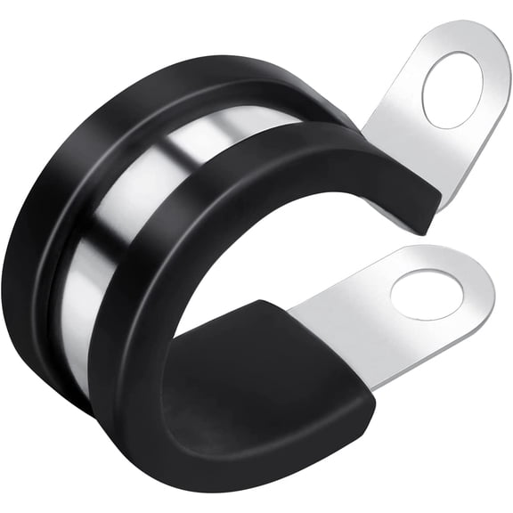 25 Pack 1 Inch Stainless Steel Cable Clamps, Metal Pipe Clamps Wire Clamps Conduit clamps for Tube, Pipe or Wire Loom Installation, Rubber Cussioned