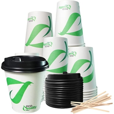[1000 Pack] 10 oz Compostable Paper Cups with White Dome Lids ...