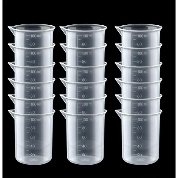 25 Pack 100ml Plastic Graduated Cups, Transparent Scale Cups, Measurement Tools,Graduated Beaker Plastic Liquid Measuring Cup Measuring Jug for Lab Household Kitchen Cooking Baking Measure Tool