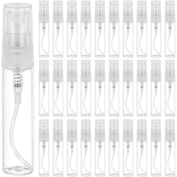 25 Pack 10ml Small Glass Perfume Bottle Clear Fine Mist Spray Bottles for Essential Oils Perfume and Cleaning Liquid DIY