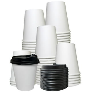 Disposable Paper Coffee Cups with Lids, Sleeve for Hot Beverages to Go  Coffee Cups, 12 oz, 50 Count