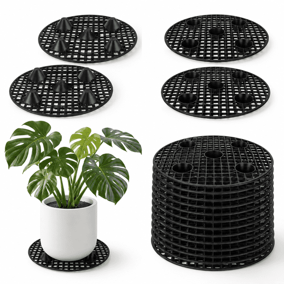 25 Pack 12 Inch Plastic Plant Pot Elevators, Indoor Outdoor Planter Risers