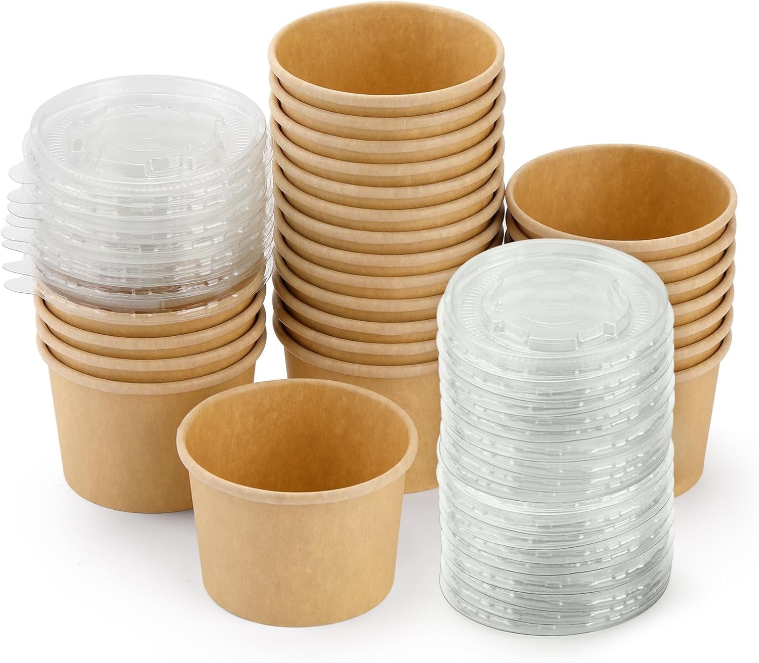 Irenare 200 Pcs 12 Oz Kraft Paper Soup Cups With Lids Paper Food - View #13