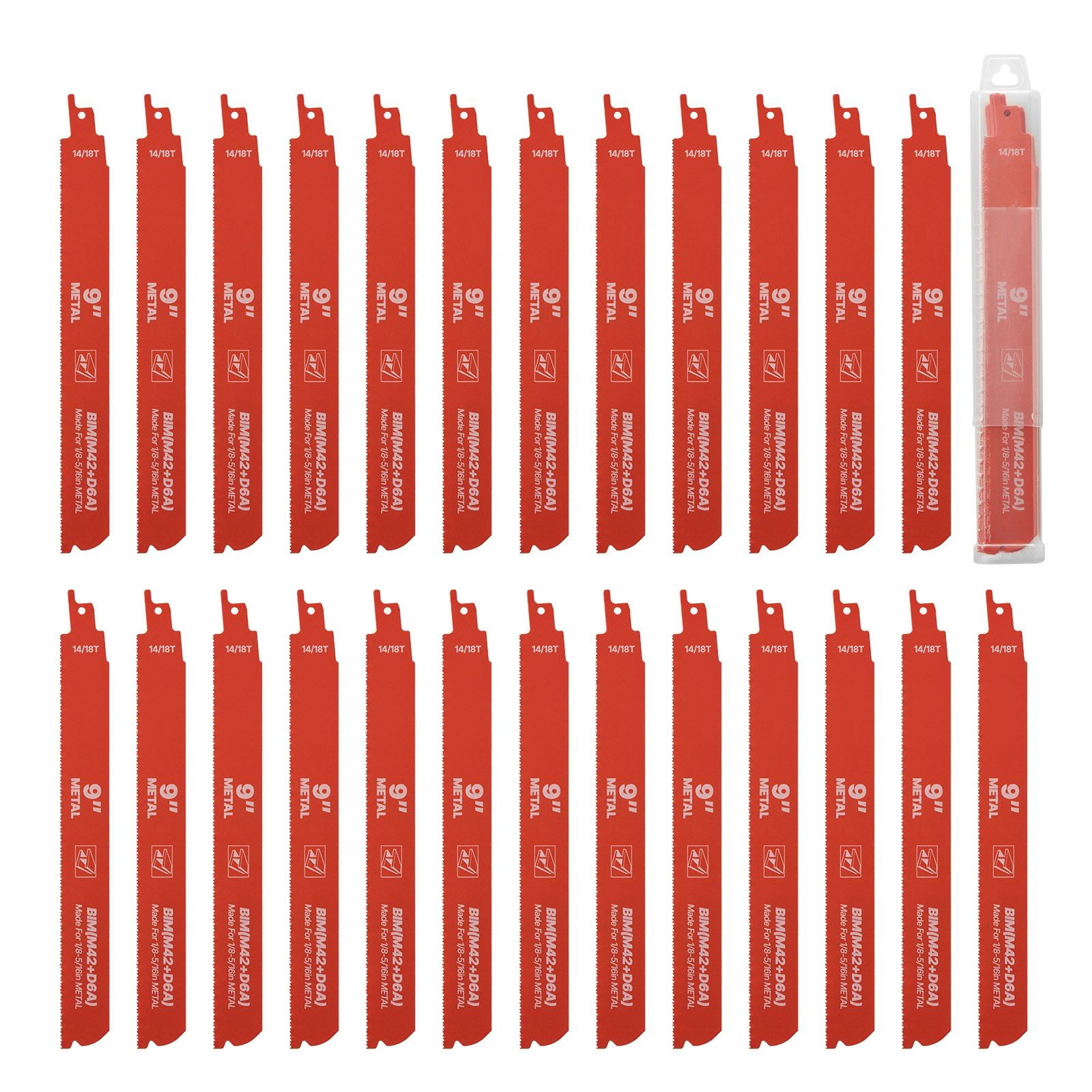 25 Pack 14 18 TPI Bi Metal Reciprocating Saw Blades Universal Shank Sharp Teeth for Fast Smooth Cuts Medium Metals 1 8 to 5 16 Inch