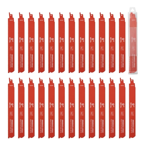 25 Pack 14 18 TPI Bi Metal Reciprocating Saw Blades Universal Shank Sharp Teeth for Fast Smooth Cuts Medium Metals 1 8 to 5 16 Inch