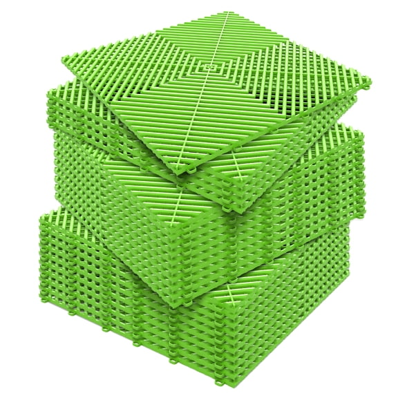 25-Pack 16"x16"x0.7" Green Garage Floor Tiles, Heavy-Duty Interlocking PE Mat for Garage, Basement, Gym