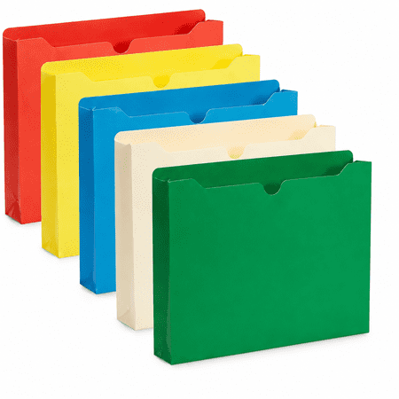 25 Pack 2 Inch Expandable File Jacket Folders, Letter Size Paper Pocket Folders with Reinforced Straight Cut Tabs, 3 Closed Sides for Office School Home Filing