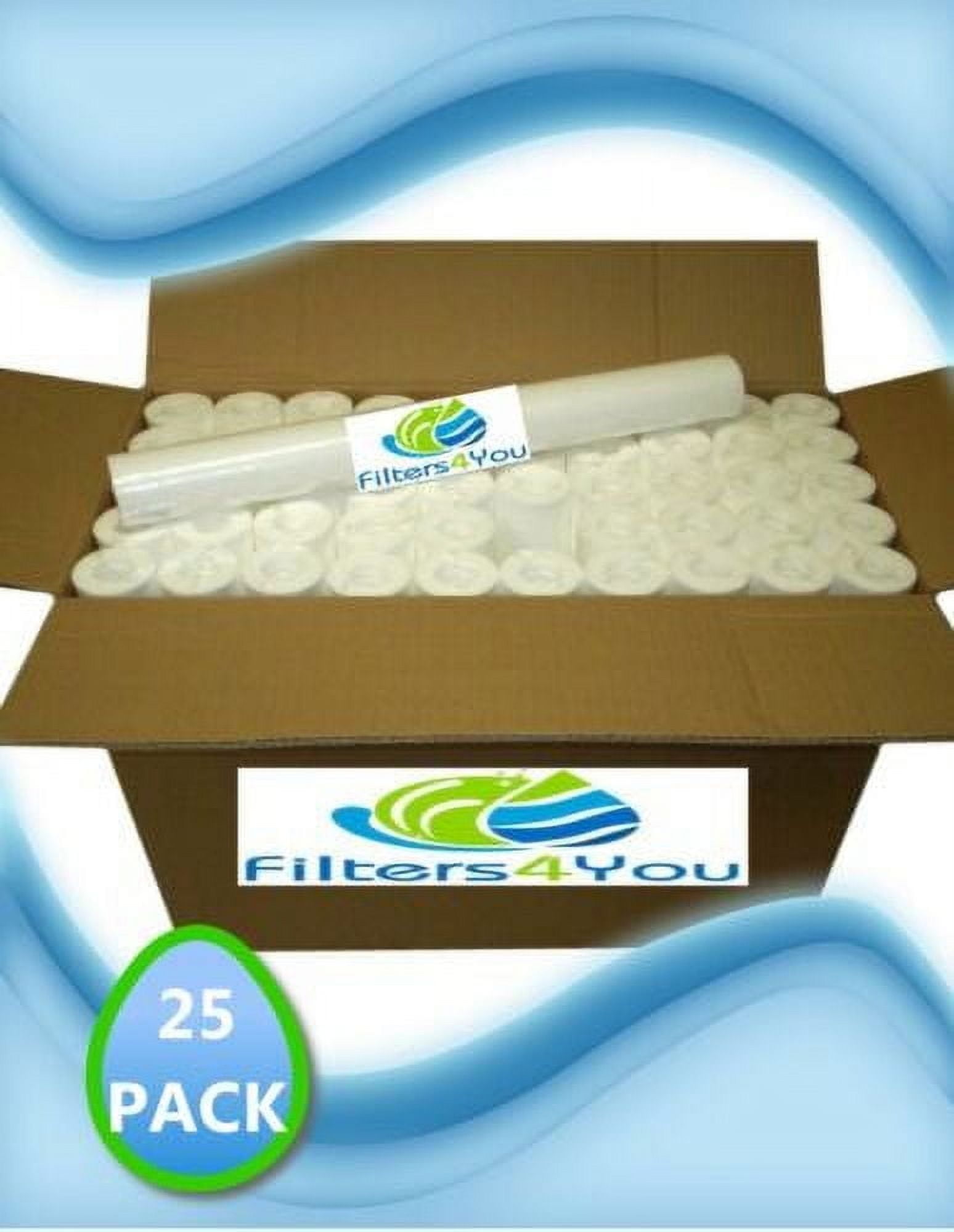 25 Pack 20" x 2.5" Sediment Whole House Replacement Cartridge Spun Polypropylene Water Filter 5 Micron