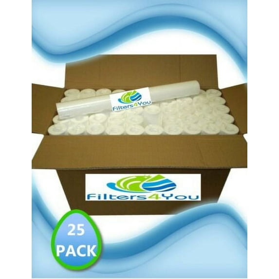 25 Pack 20" x 2.5" Sediment Whole House Replacement Cartridge Spun Polypropylene Water Filter 5 Micron