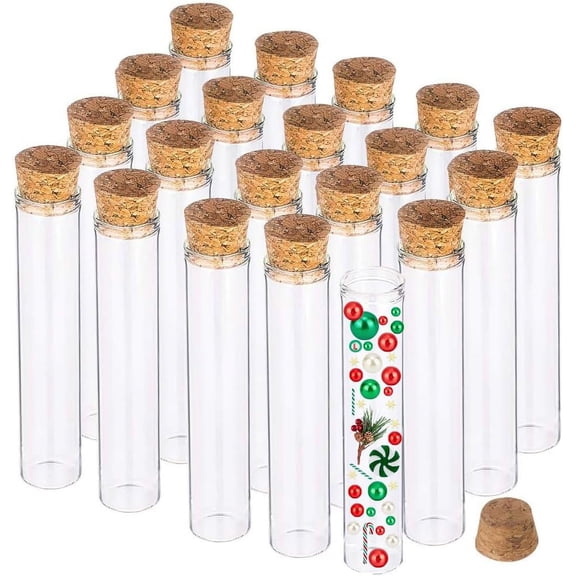 25 Pack 25ml Glass Tubes Transparent Decoration Bottles with Cork Stoppers for Arts Crafts and Other Small Projects