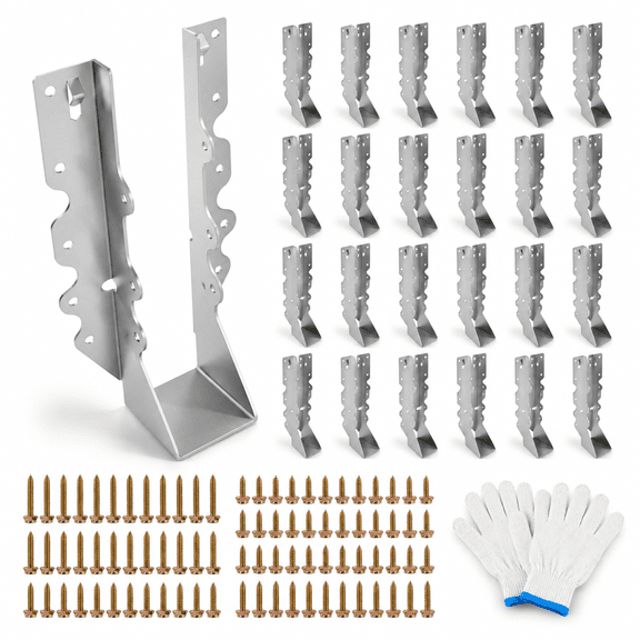 25 Pack 2x10 Joist Hangers With Screws Galvanized Face Mount Rafter Brackets For Wood Hurricane Ties Rafters And Deck Connectors