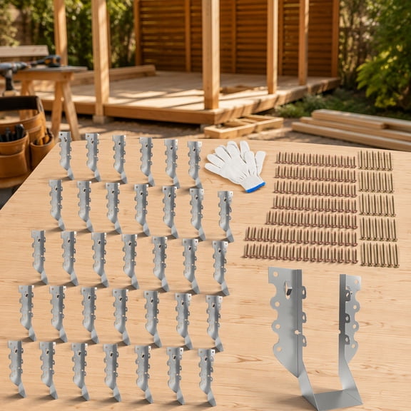 25 Pack 2x6 Joist Hangers with Screws, Galvanized Face Mount Wood Brackets for Deck, Pergola, Shed Framing