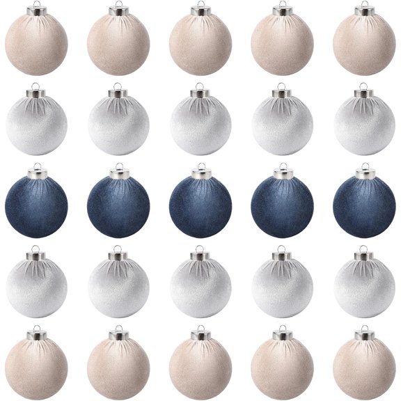 25 Pack 3.15 Inch (8 cm) Christmas Ball Ornaments,Flocked Plastic Balls Xmas Hanging Decorations for Xmas Tree Home Holiday Party Christmas Ornaments,Blue