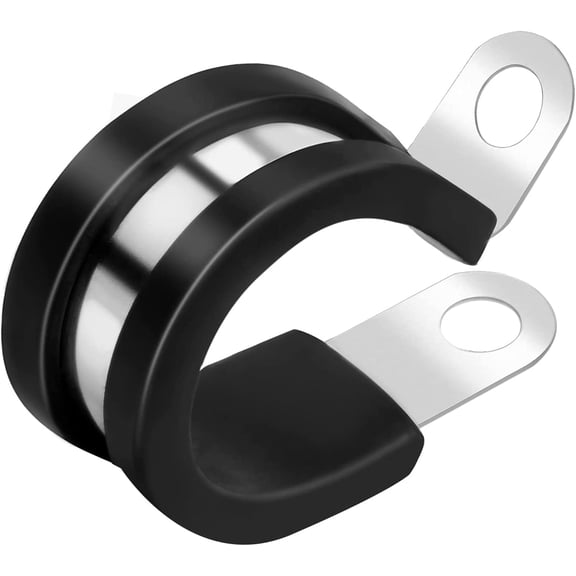 25 Pack 3/16 Inch Stainless Steel Cable Clamps, Metal Pipe Clamps Wire Clamps Conduit clamps for Tube, Pipe or Wire Loom Installation, Rubber Cussioned