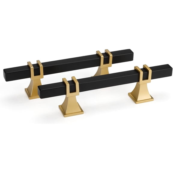 25 Pack 3 Inch Black and Gold Cabinet Pulls Solid Steel Matte Drawer Handles Dresser Kitchen Hardware