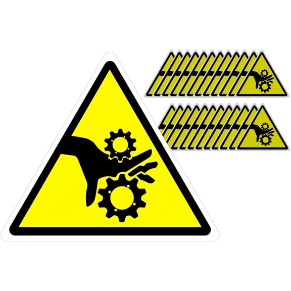 25 Pack 3" Modern Triangular Pinch Point Safety Stickers - Yellow and Black Vinyl - Weatherproof and Scratch Resistant - Indoor and Outdoor Use