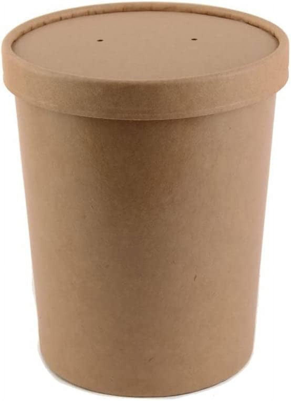 200 Pack] 32 oz Disposable Kraft Paper Soup Containers with Vented