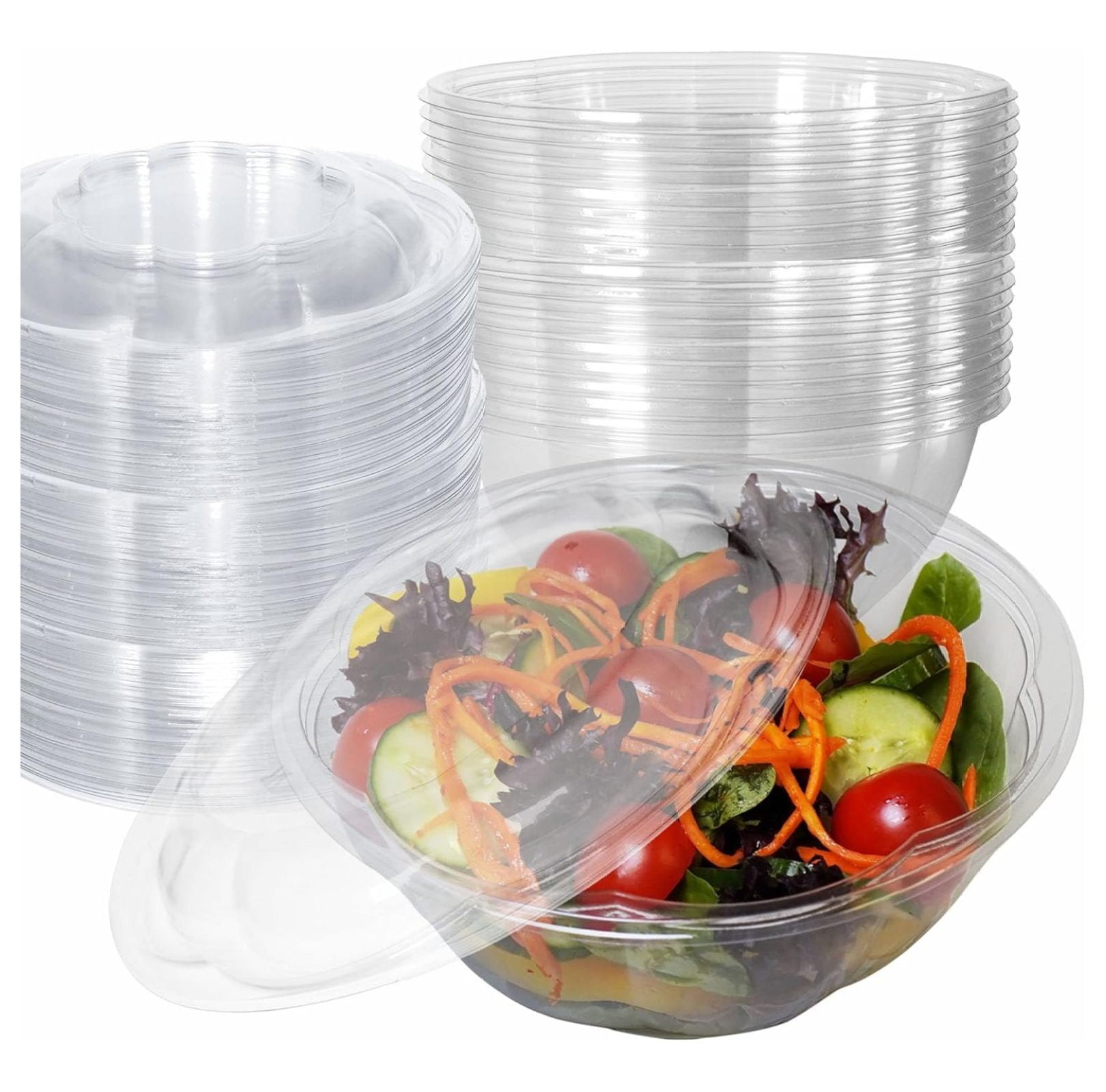 [25 Pack] 32oz Salad Bowls ToGo with Lids Plastic Disposable Salad Containers Airtight