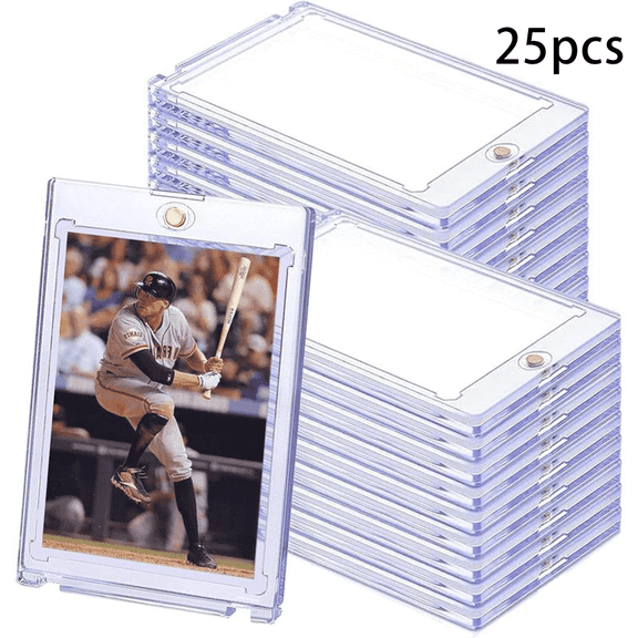25-Pack 35PT Magnetic Trading Card Holder, Hard Plastic Card Protectors with UV Protection, Strong Magnetic Seal for Trading Card Storage & Display