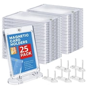 25 Pack 35pt Magnetic Card Holders with 5 Stands, Fits Standard 2.5 x 3.5 inch Cards