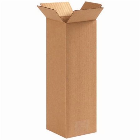 25-Pack 4x4x12 ECT-32 Brown Tall Corrugated Boxes - Ideal for Irregular Shapes