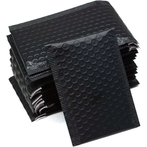 25 Pack 4x6 Inches Small Black Poly Bubble Lined Mailers Padded Shipping Envelopes Self Seal Mailer , Shockproof and (Black 4x6 Inches-25pcs)