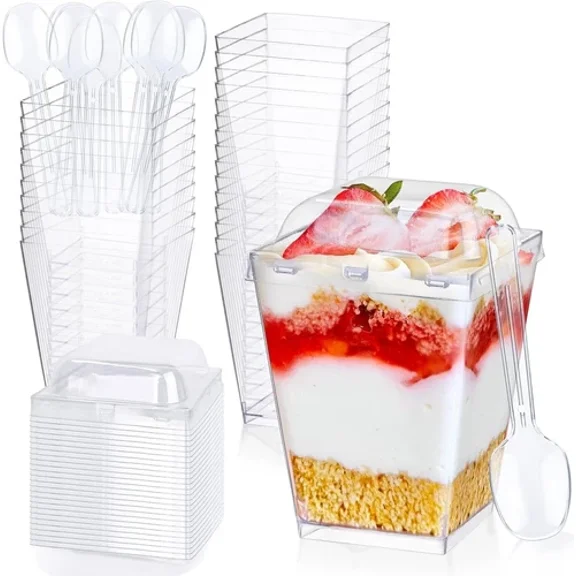 25 Pack 5 Oz Plastic Dessert Cups
