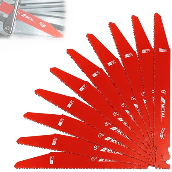 25 Pack 6 Inch Reciprocating Saw Blades for Metal Cutting, 14/18 TPI Bi-Metal Blades, Universal Fit for Demolition, Pipe & Construction Work (1/165/16)