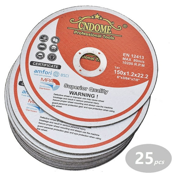 25 Pack 6 x 0.045 x 7/8 inch Cut Off Wheels Fit for Angle Grinders Cutting Metal Stainless Steel