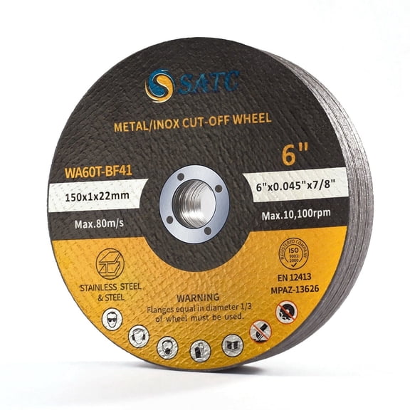 SATC 25Pcs 6"x.045"x7/8" Cut-off Wheels for Metal and Stainless Steel Cutting