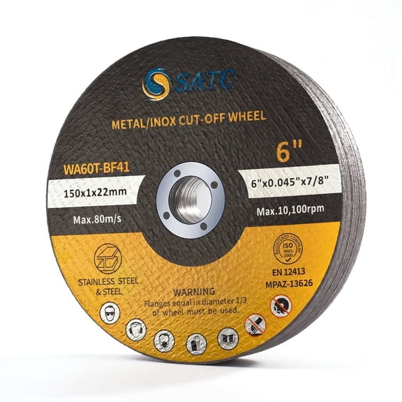 SATC 25Pcs 6"x.045"x7/8" Cut-off Wheels for Metal and Stainless Steel Cutting